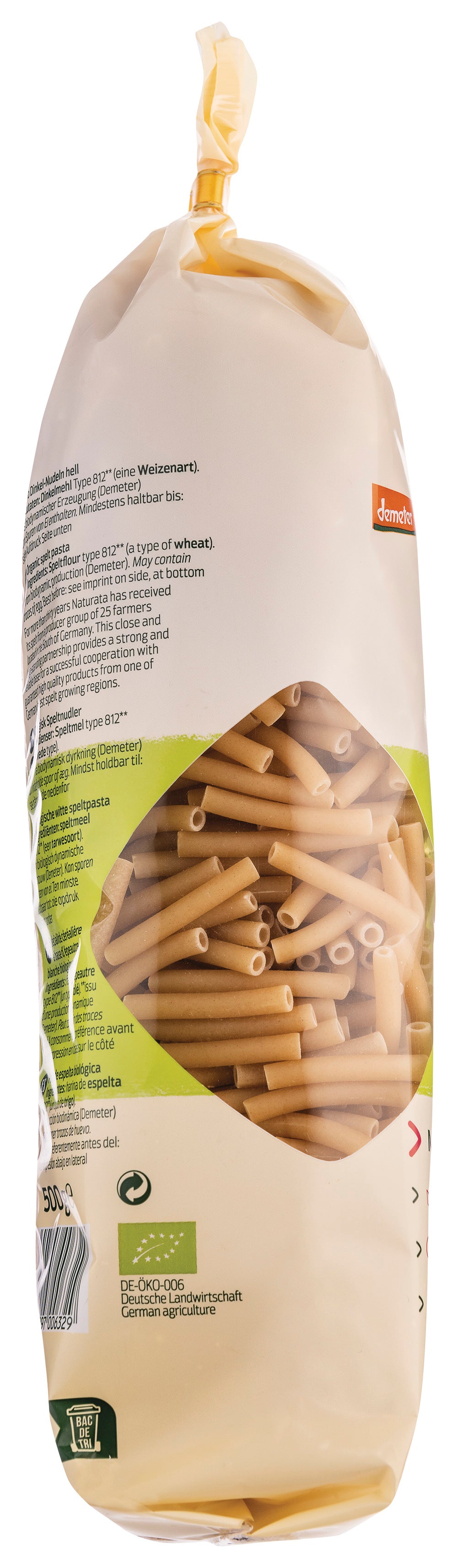 Maccaroni kurz Dinkel hell demeter 500 g