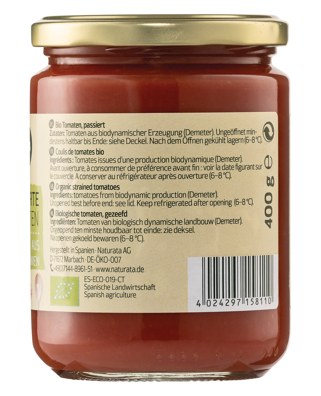 Tomatenpüree demeter Glas 400 g