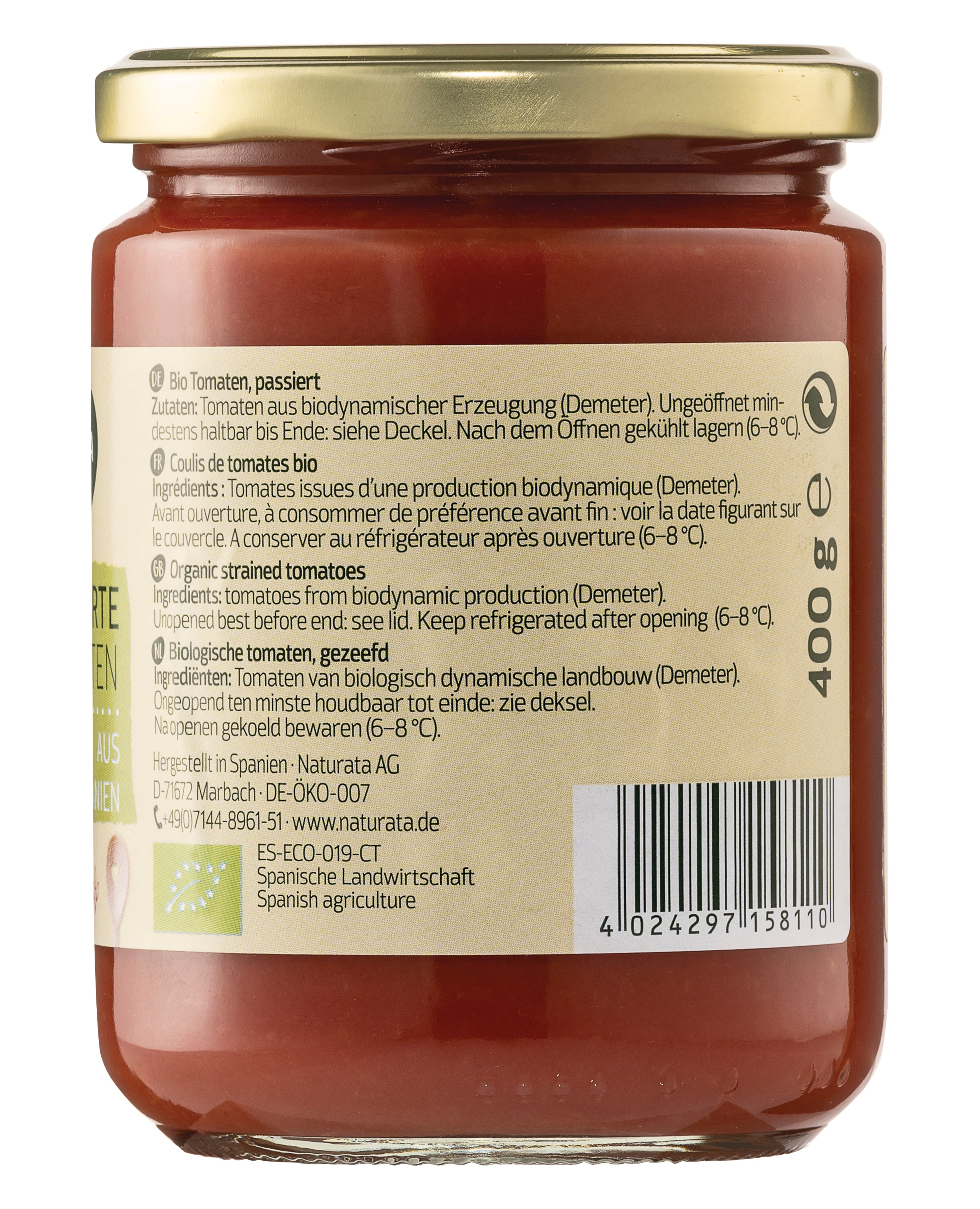 Tomatenpüree demeter Glas 400 g