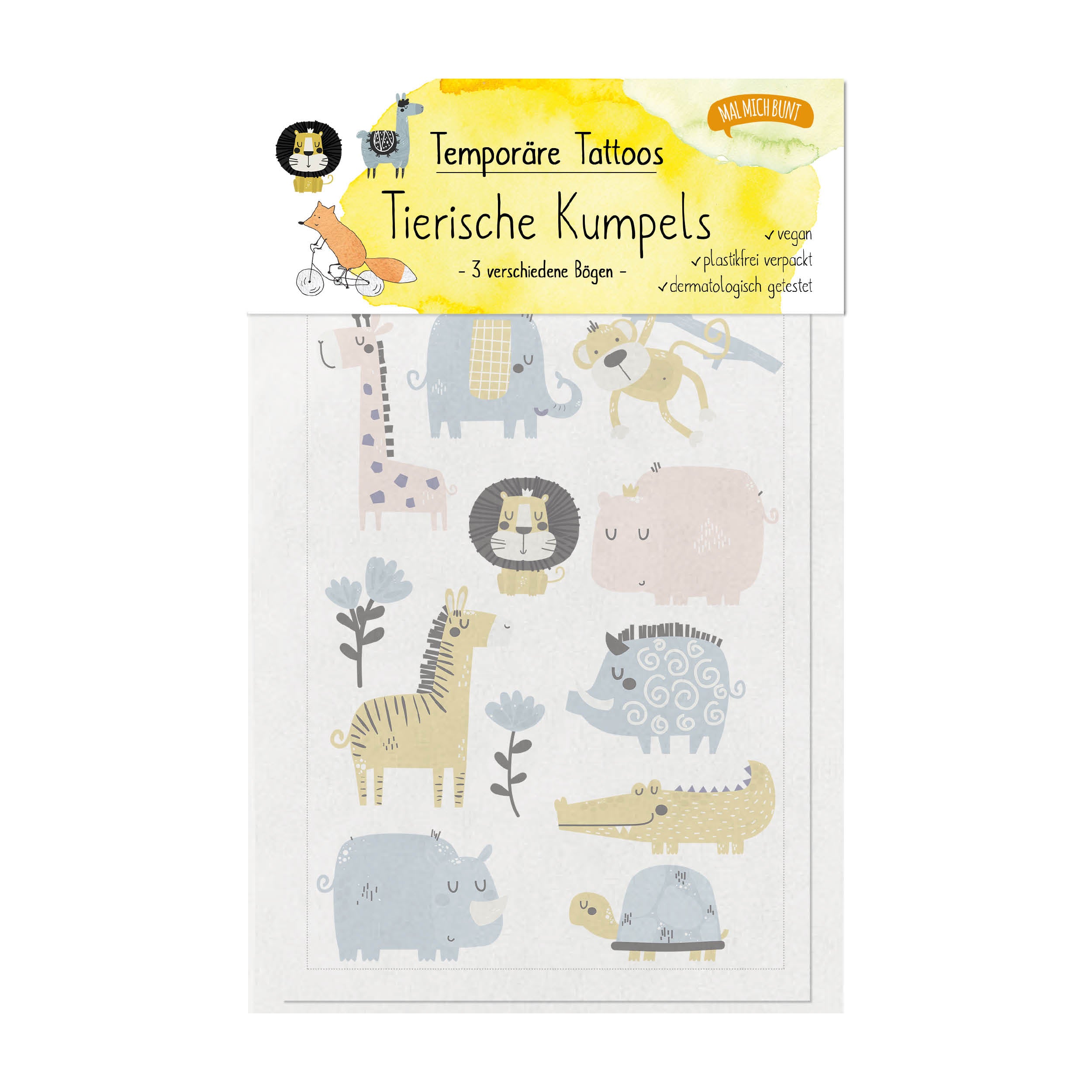 Kindertattoos Kollektion Tierische Kumpels 1 Stk