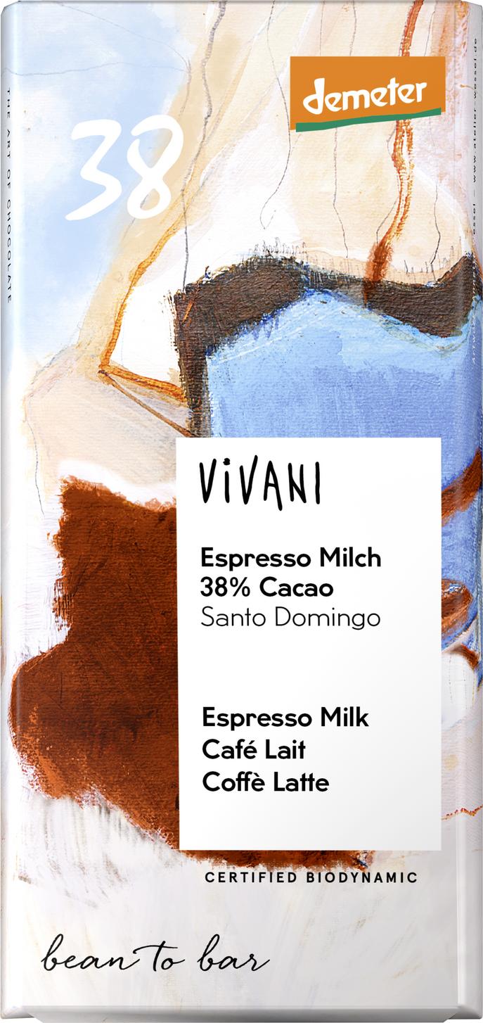 Espresso Milch Schokolade 38% Cacao demeter 90 g