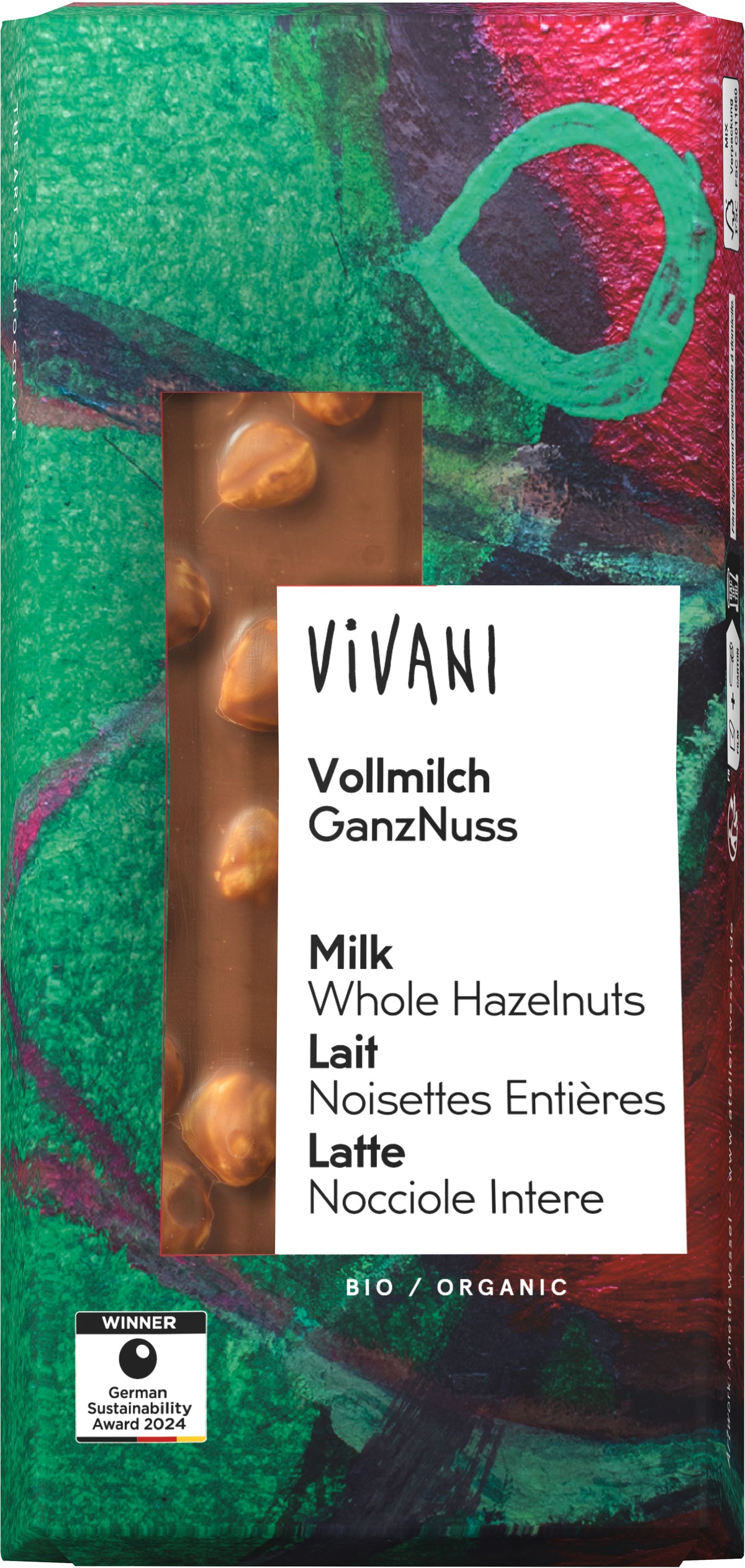 Vollmilch-Schokolade ganze Nüsse 100 g