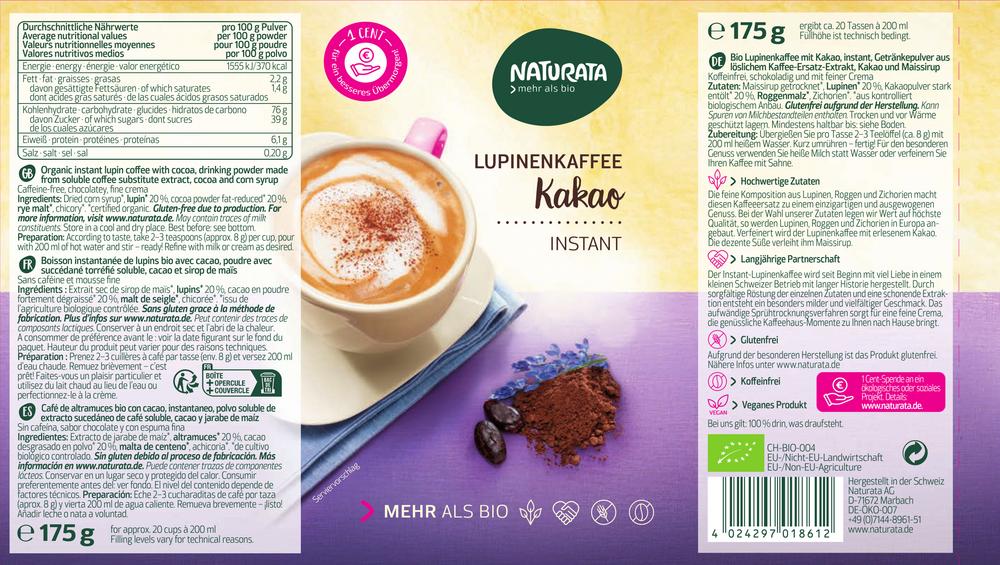 Lupinenkaffee Instant Kakao Dose 175 g