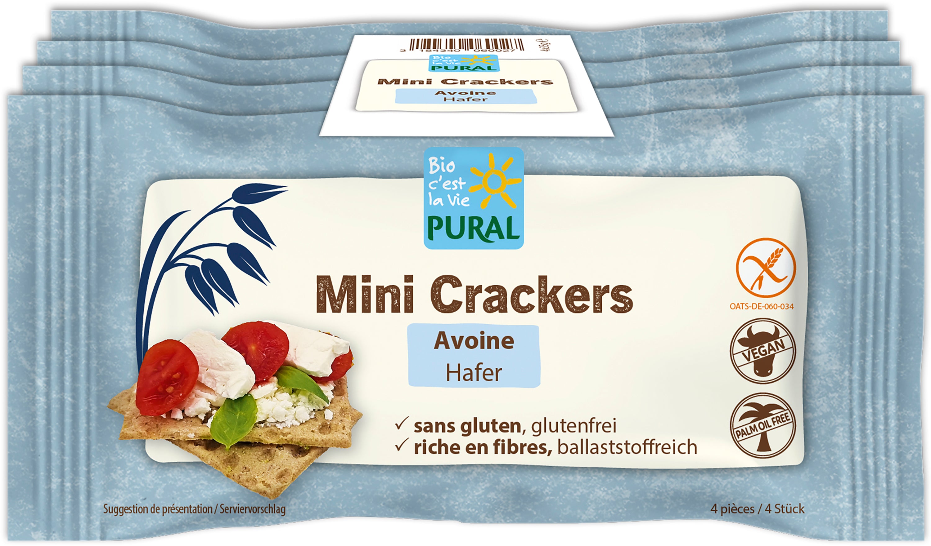 Mini Crackers Hafer Knäckebrot mit glutenfreiem Ha 140 g