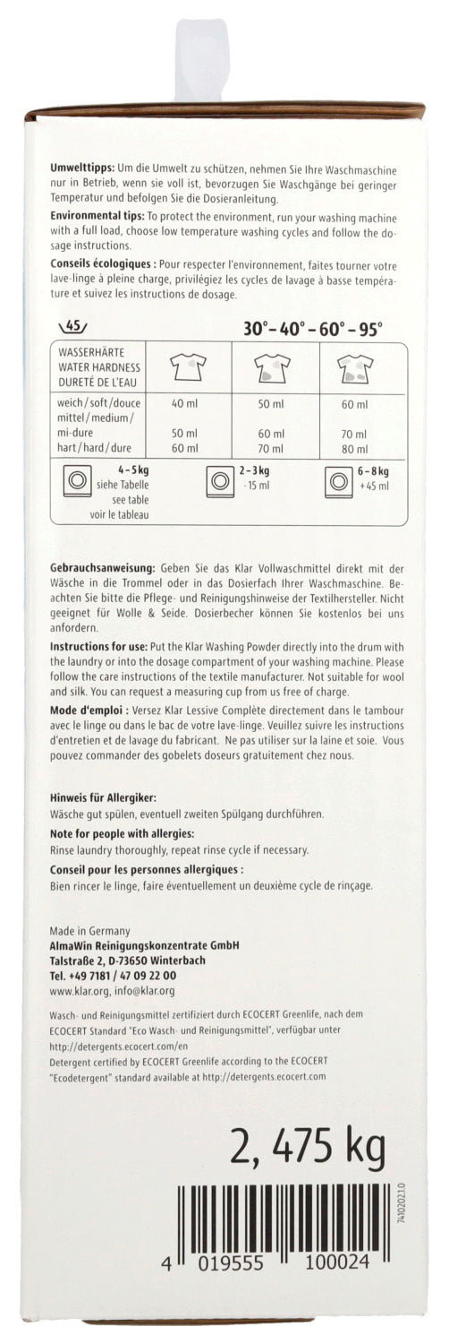 Waschnuss Vollwaschmittel Pulver 45 Waschgänge 2475 g