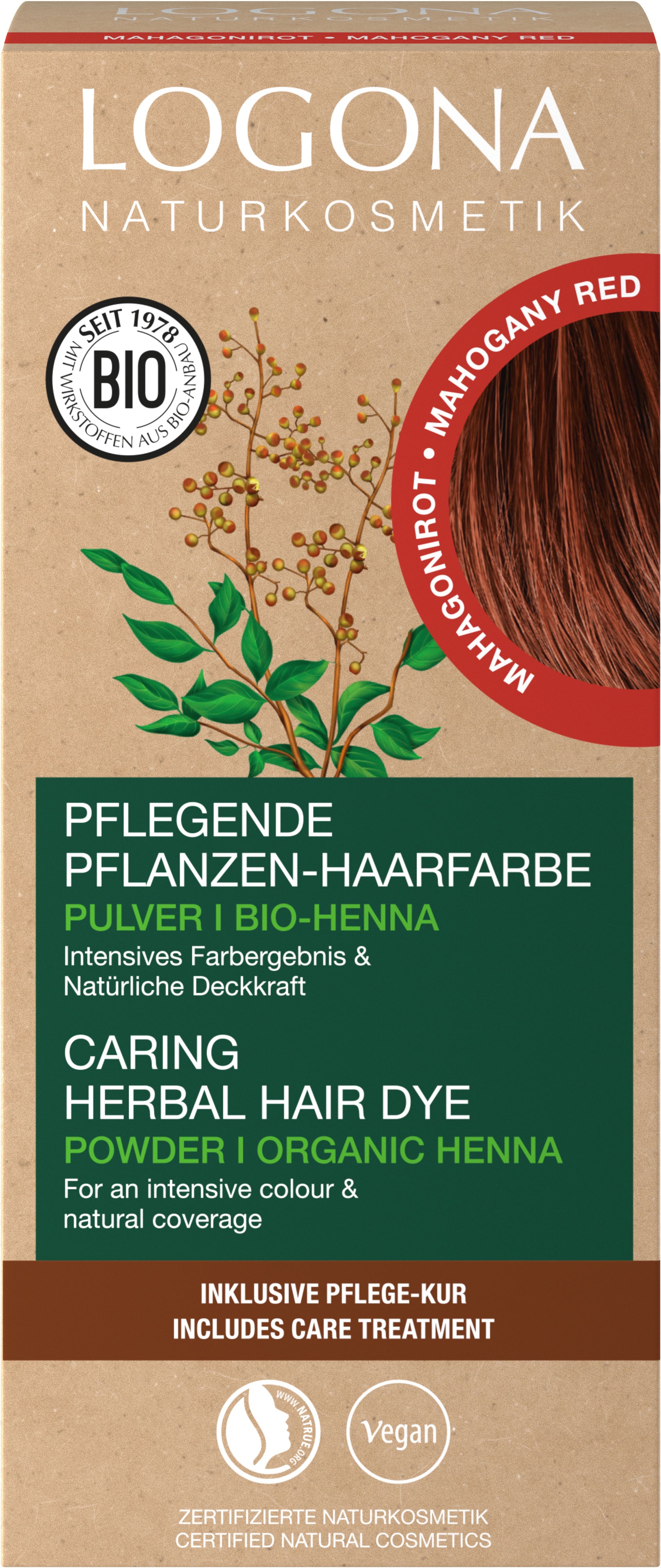 Pflegende Pflanzen-Haarfarbe Pulver 05 Mahagonirot 100 g