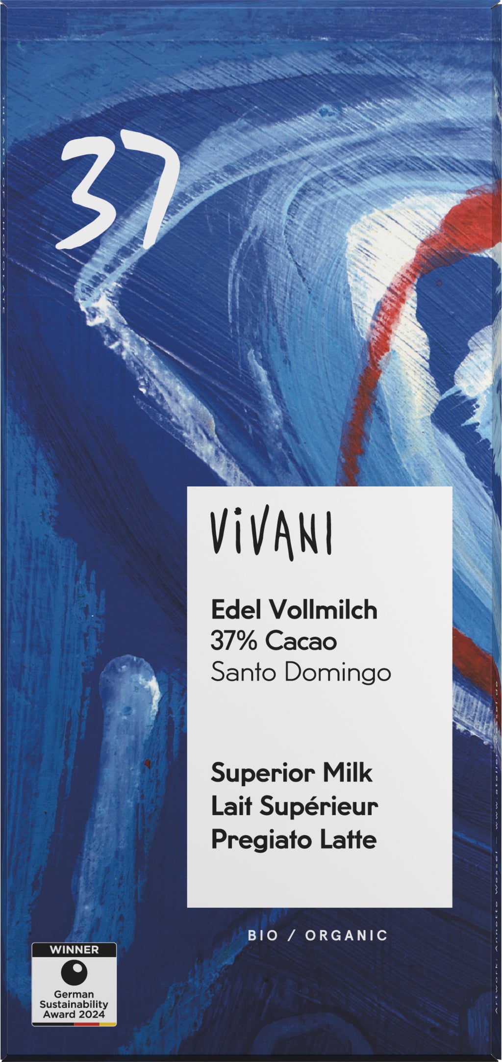 Edel Vollmilch Schokolade 37% Cacao Santo Domingo 80 g
