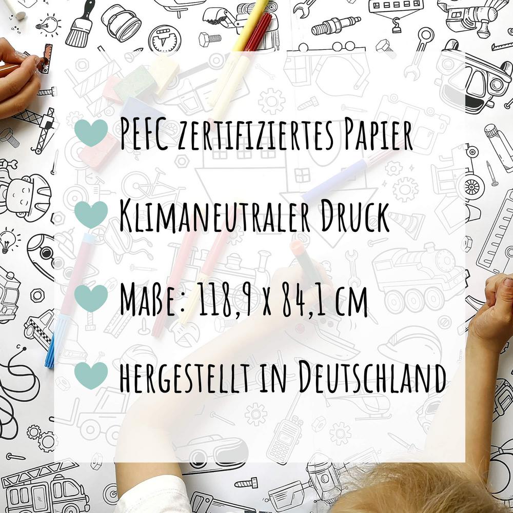 Ausmal-Tischdecke aus Papier Tiere & Natur 1 Stk