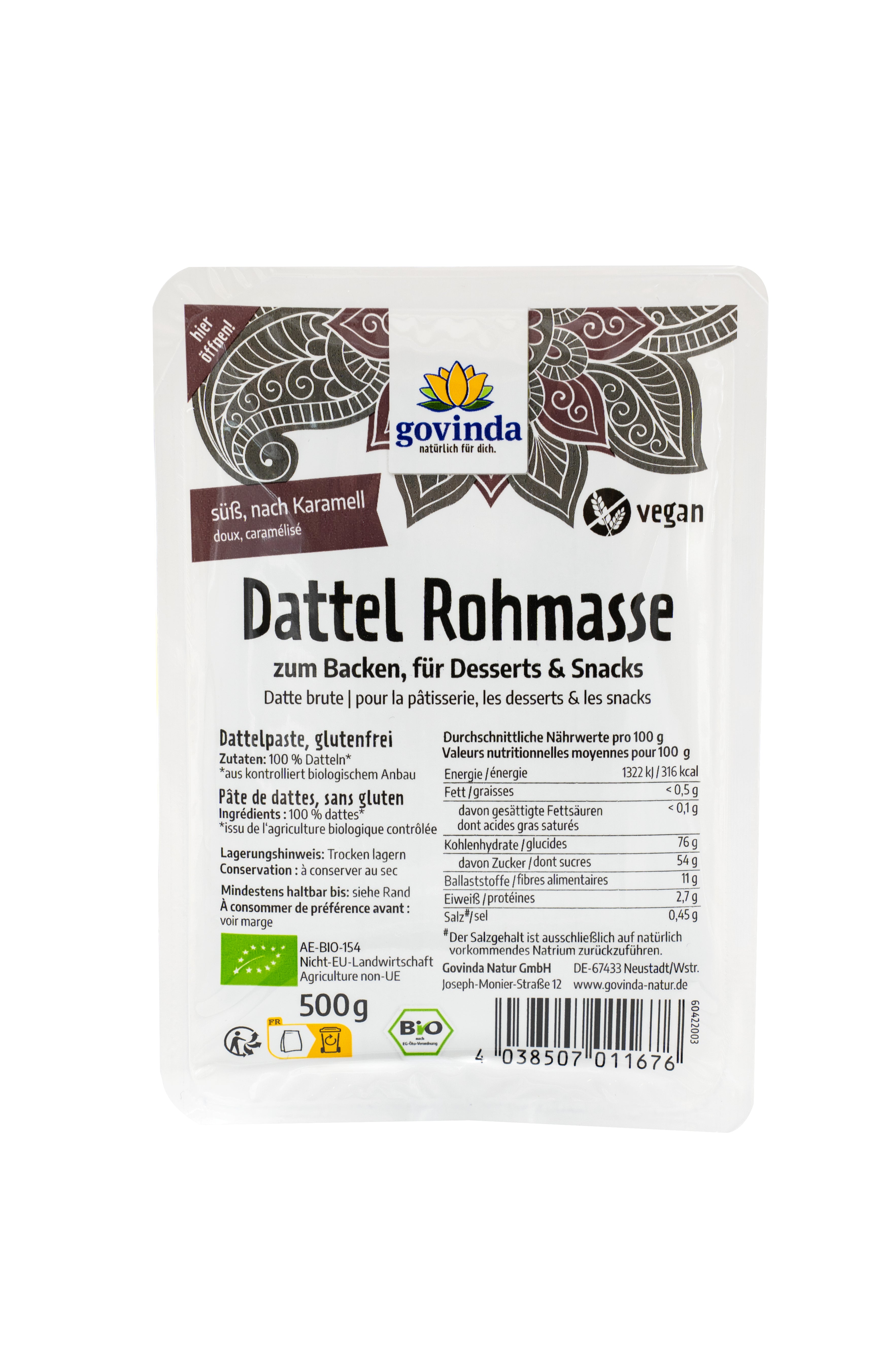 Dattel Rohmasse 500 g