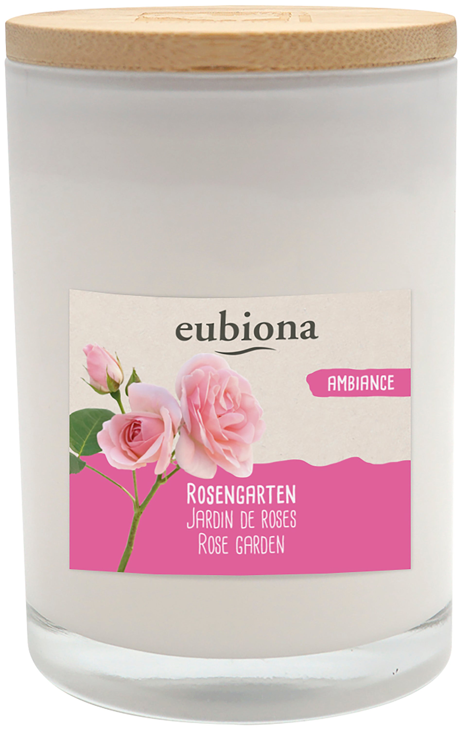 Duftkerze Rosengarten in edlem Glas mit Holzdeckel 1 Stk