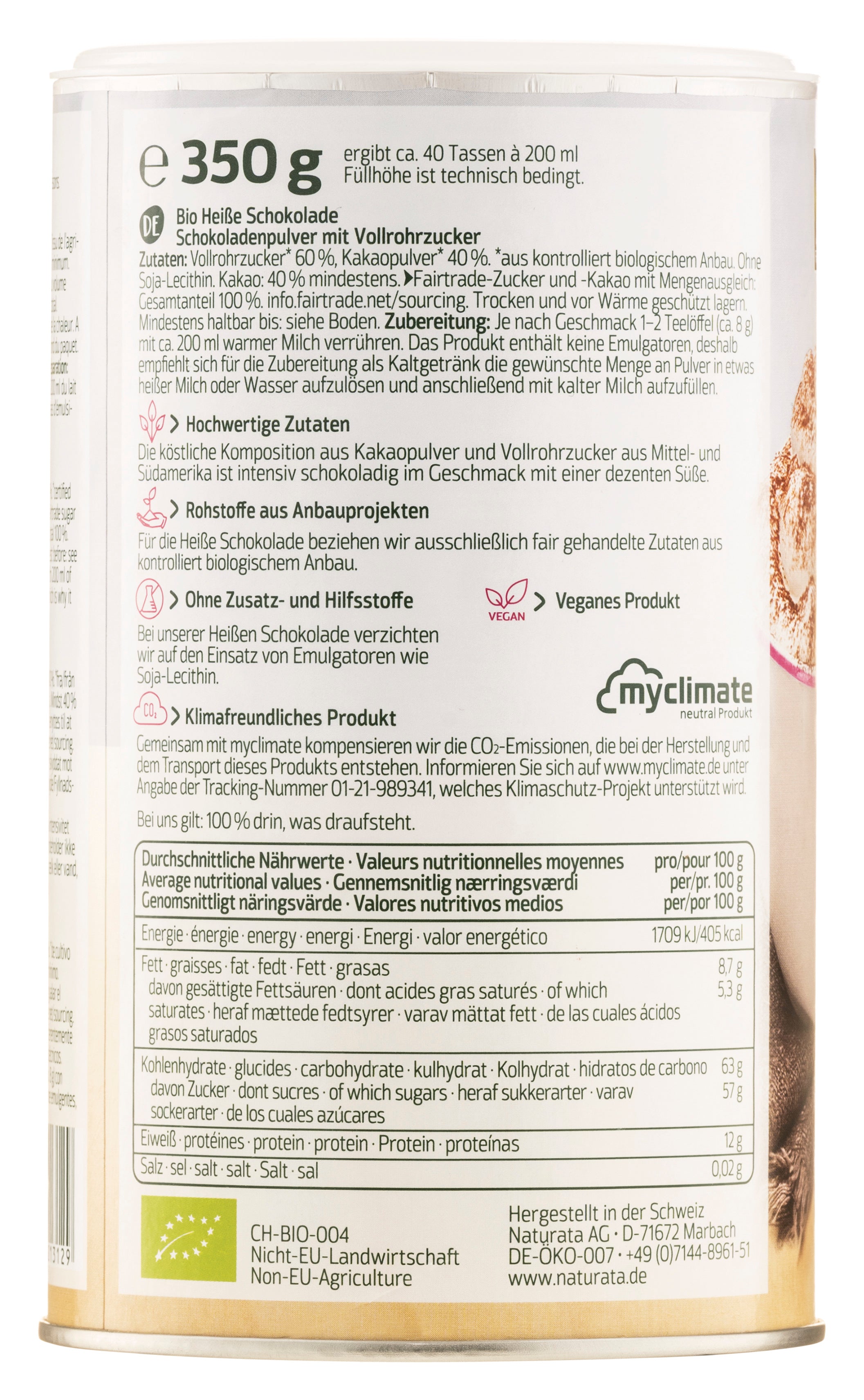 Heiße Schokolade Trinkschokolade 350 g