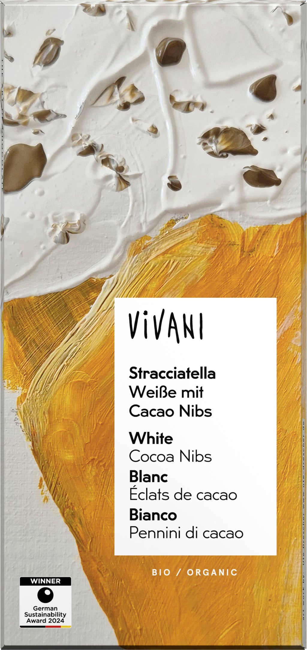 Stracciatella Weiße Schokolade mit Cacao Nibs 80 g
