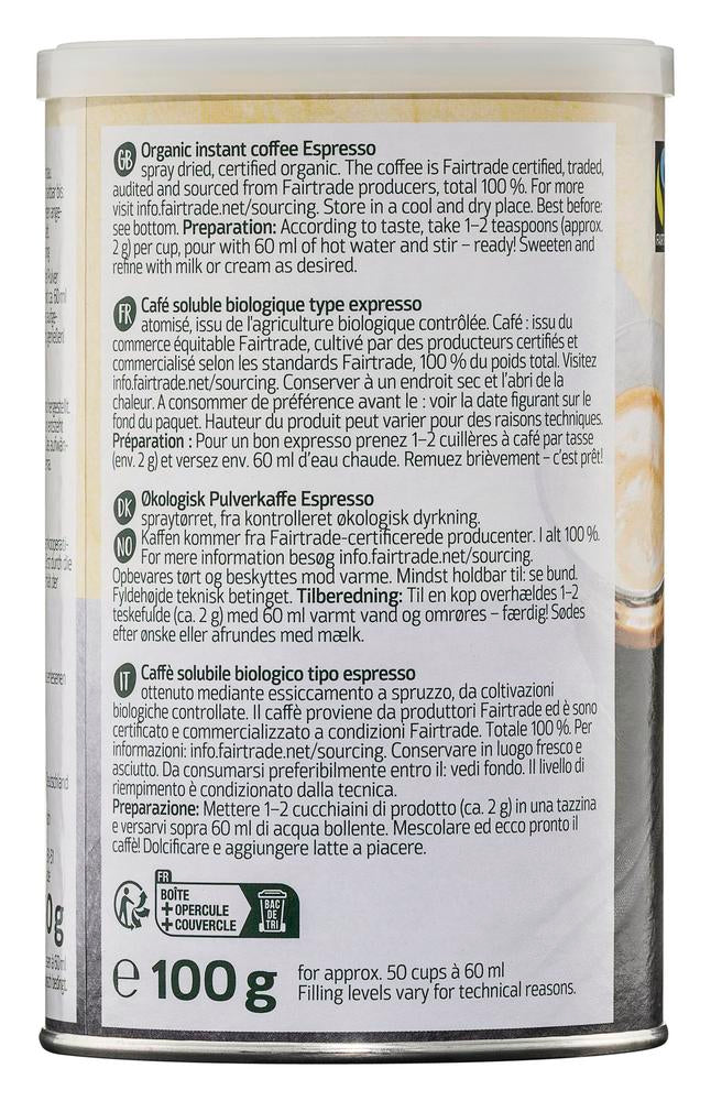 Espresso Bohnenkaffee instant  Dose 100 g