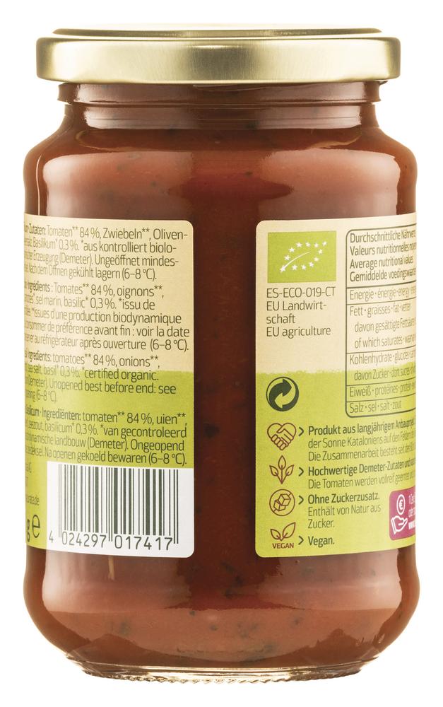 Tomatensauce Basilikum demeter 330 ml