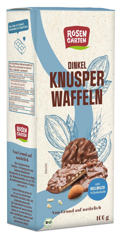 Dinkel-Knusperwaffeln mit Vollmilch-Schokolade 100 g