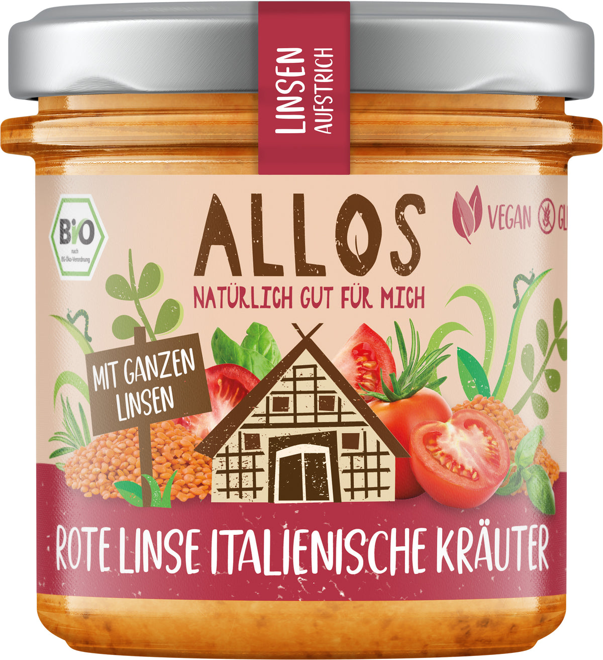 Linsen-Aufstrich Rote Linse Italienische Kräuter 140 g