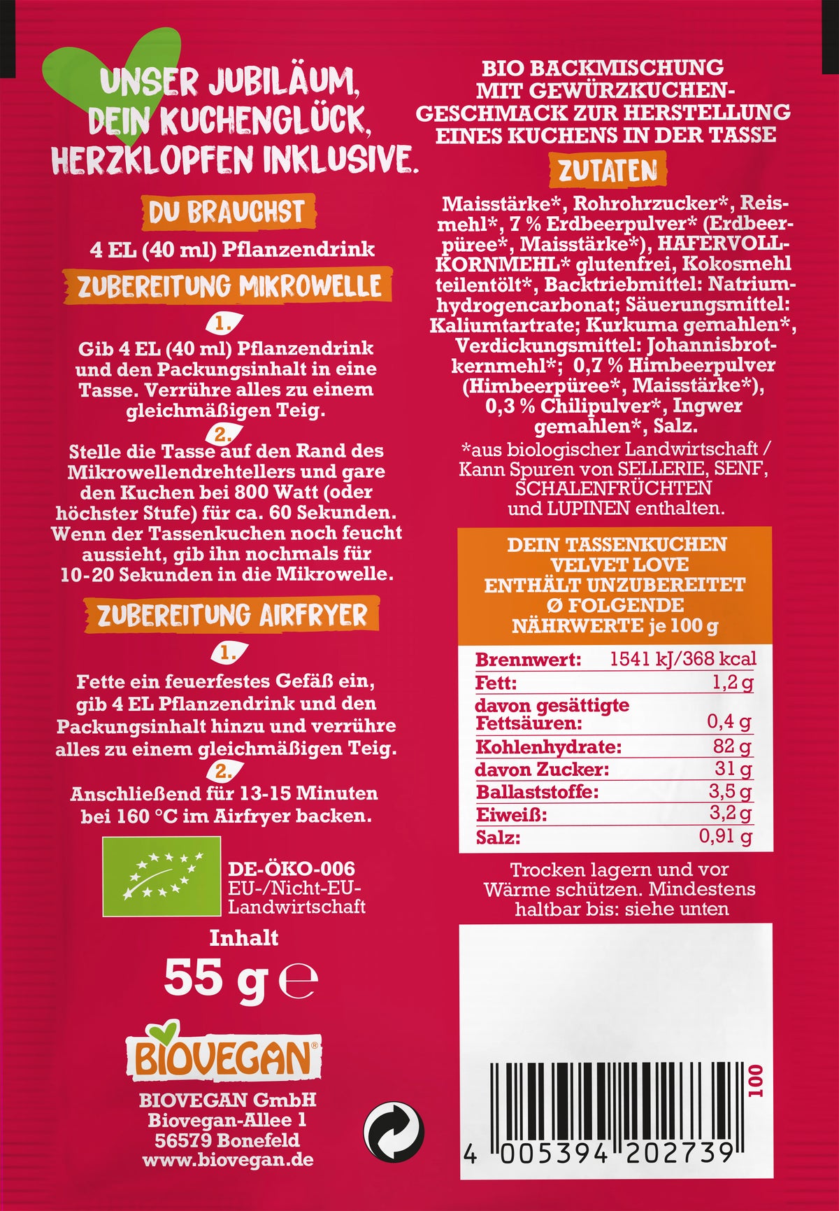 Mein Tassenkuchen Velvet Love 55 g