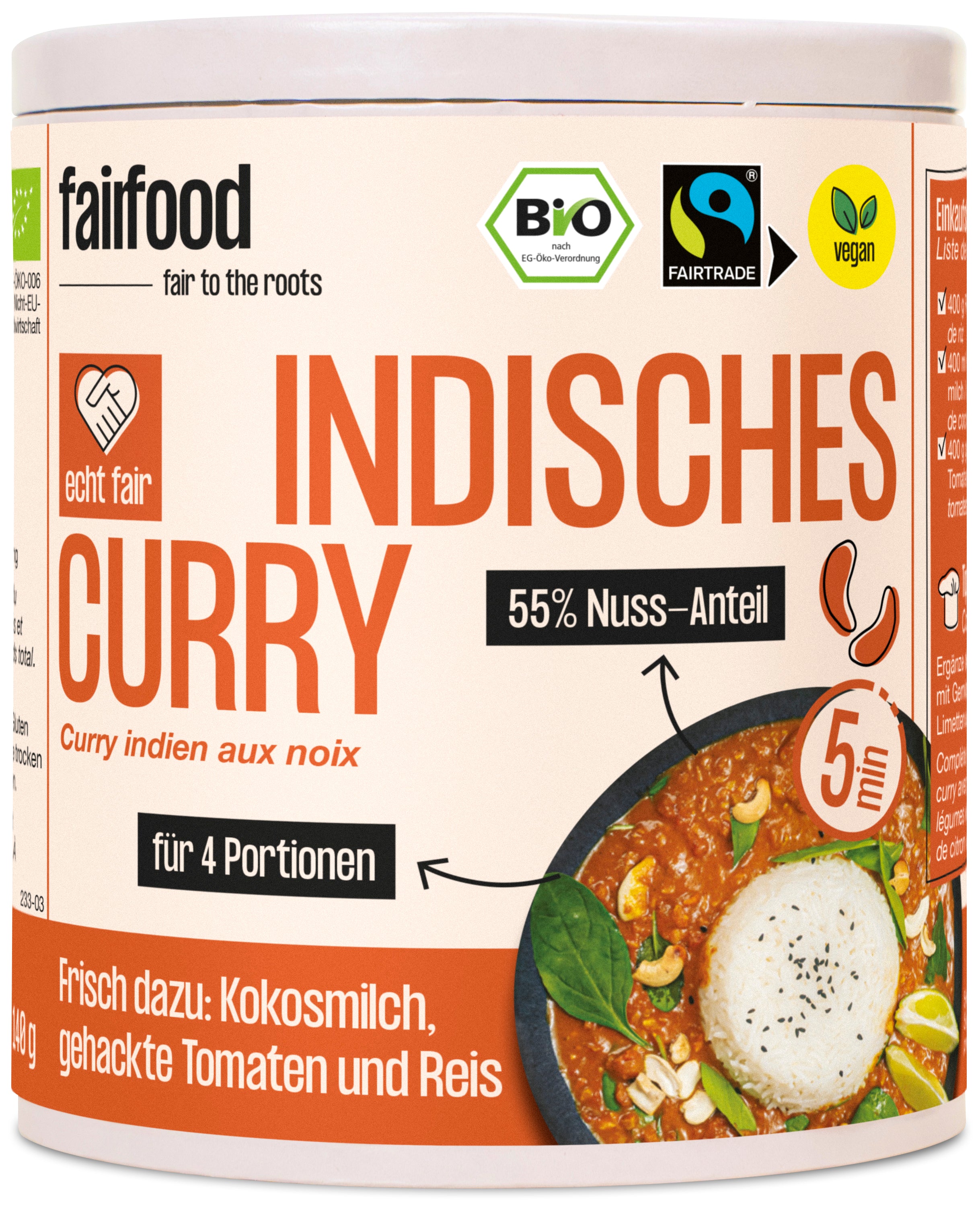 Faires Nuss Curry Papierdose 140 g