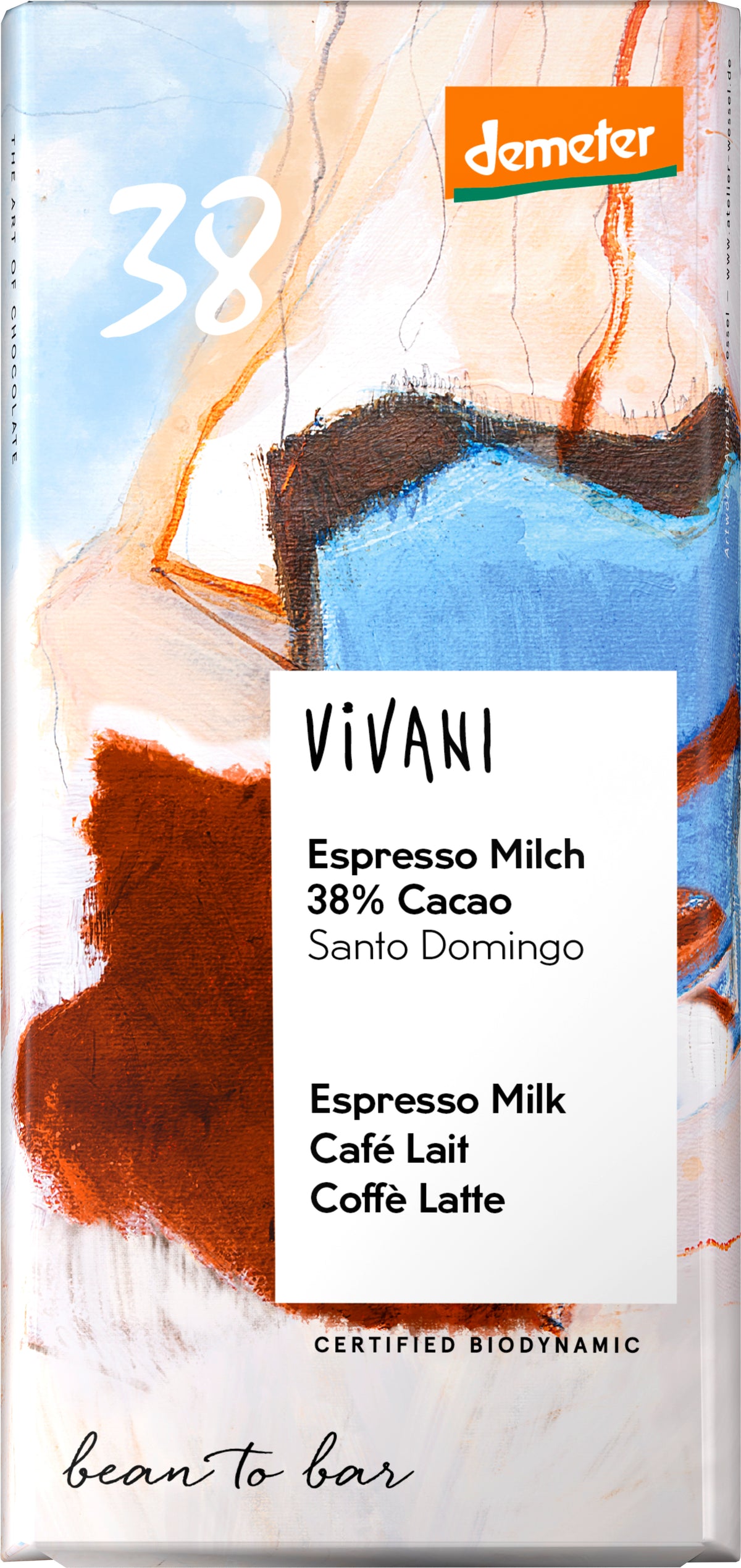 Espresso Milch Schokolade 38% Cacao demeter 90 g