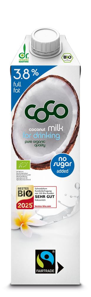 Coconut Milk for drinking Pur 3 8% full fat 1 l