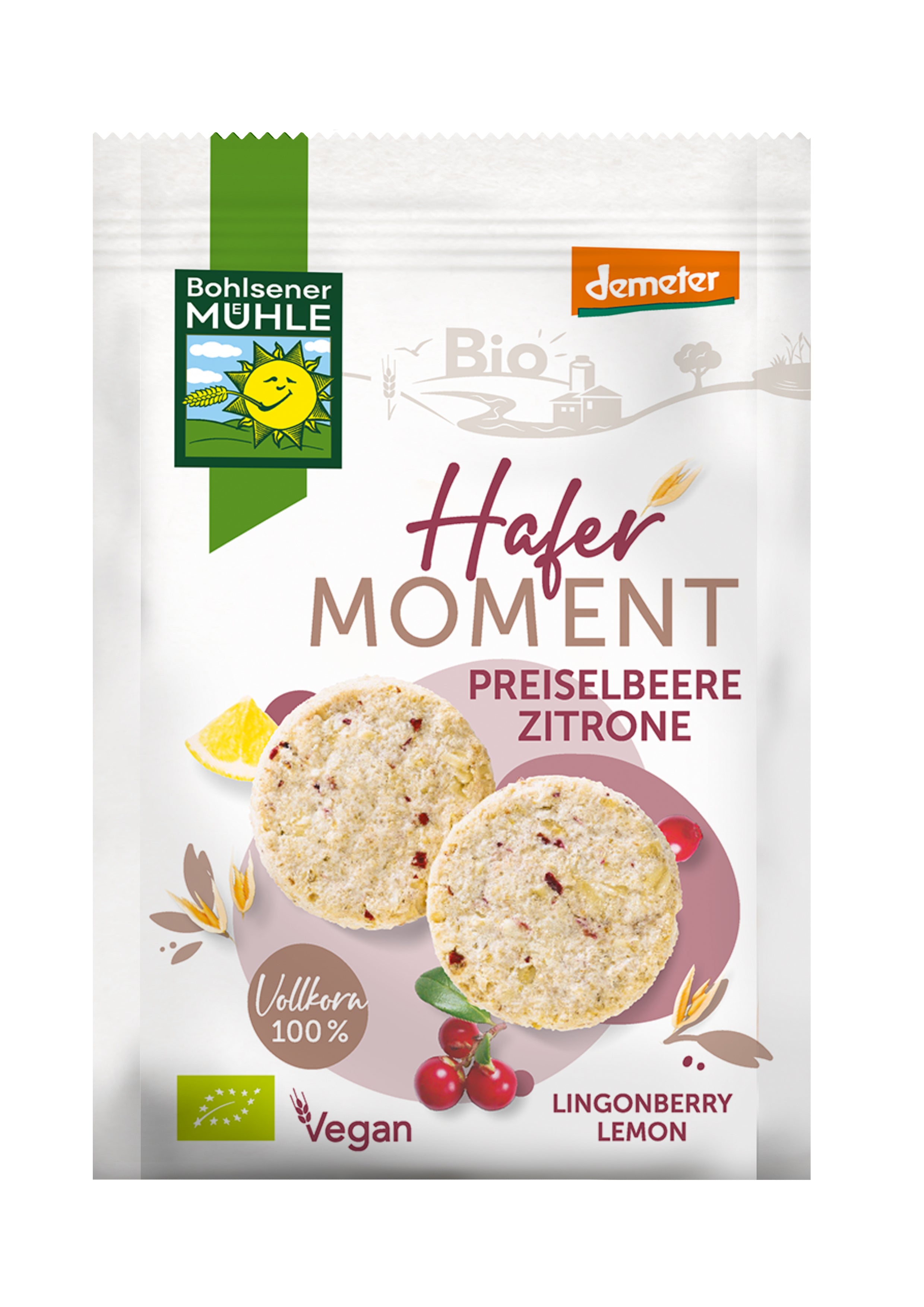 Hafer Moment Preiselbeere Zitrone Keks demeter 125 g