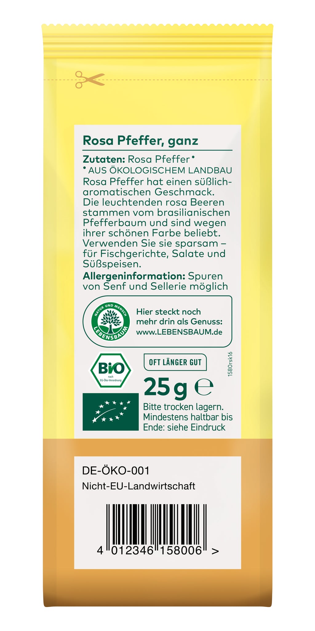 Pfeffer  rosa, ganz 25 g