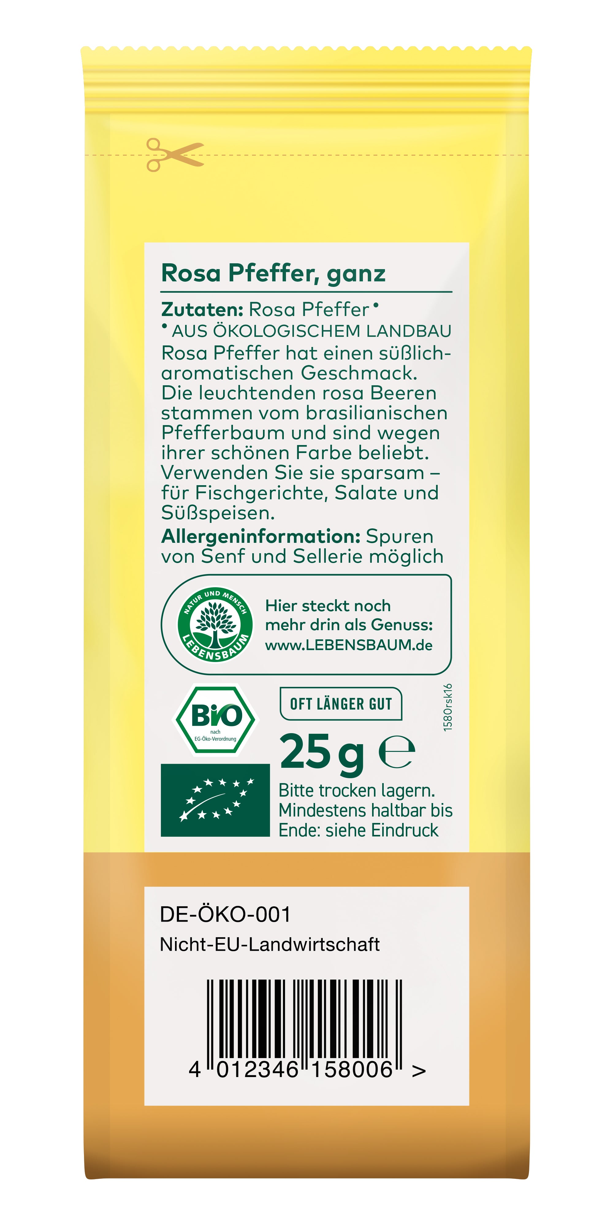 Pfeffer  rosa, ganz 25 g