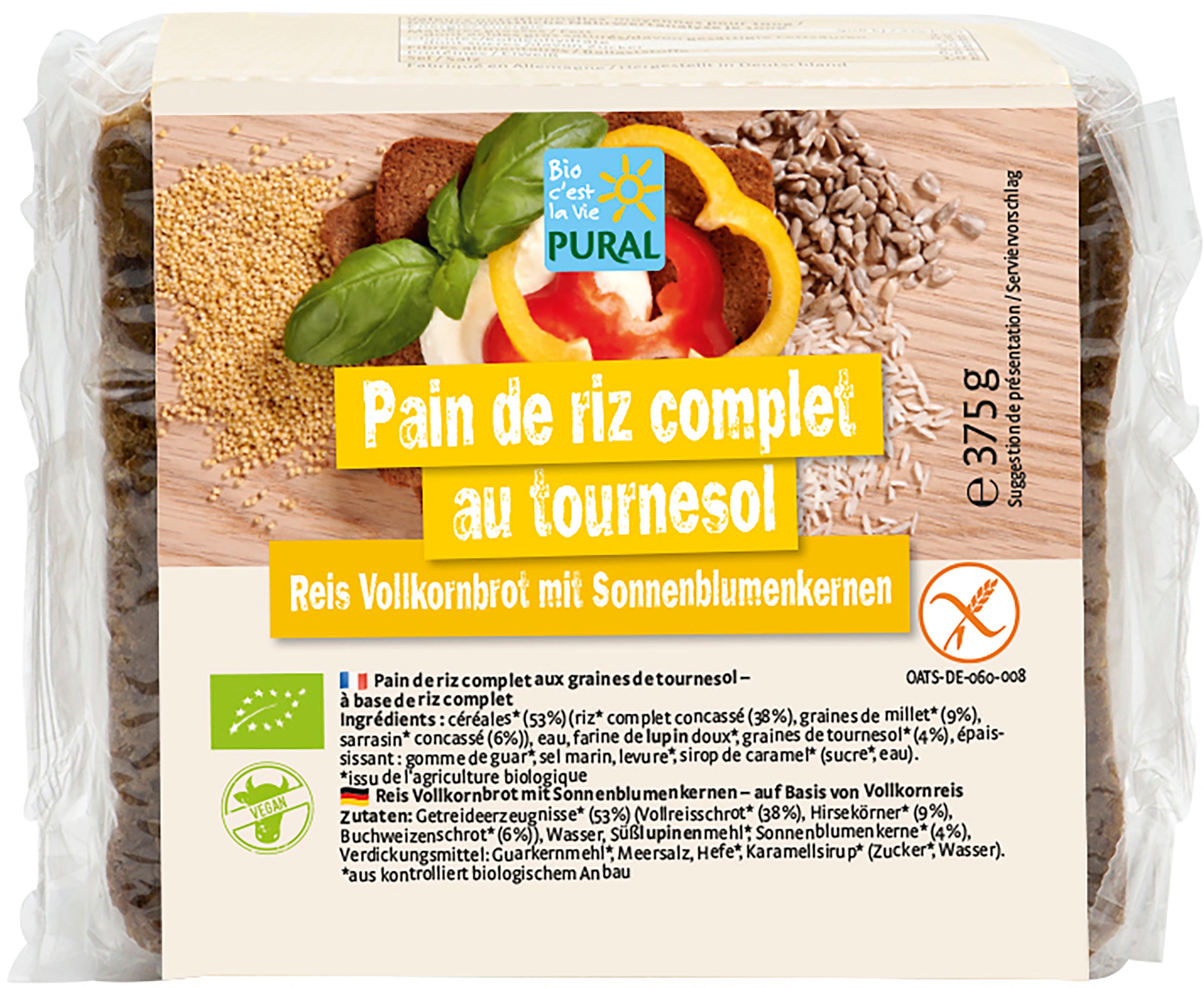 Reis Vollkornbrot mit Sonnenblumen glutenfrei 375 g