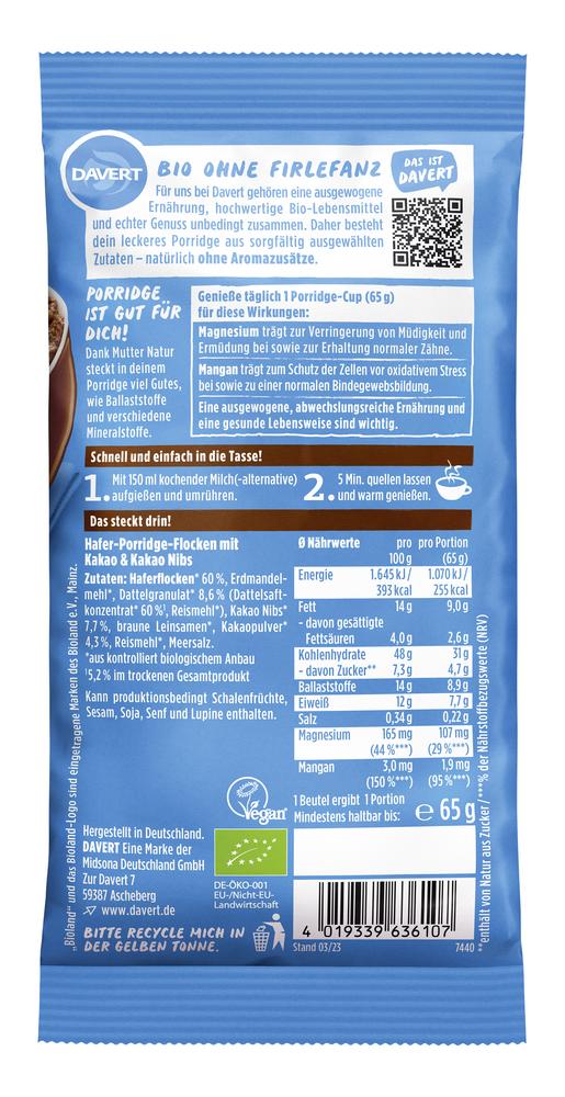 Porridge-Cup Schokolade & Kakao Nibs 65 g