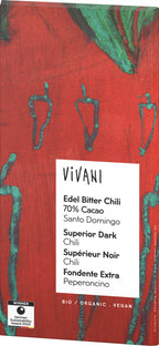 Edel Bitter Chili Schokolade 70% Cacao Santo Domin 80 g