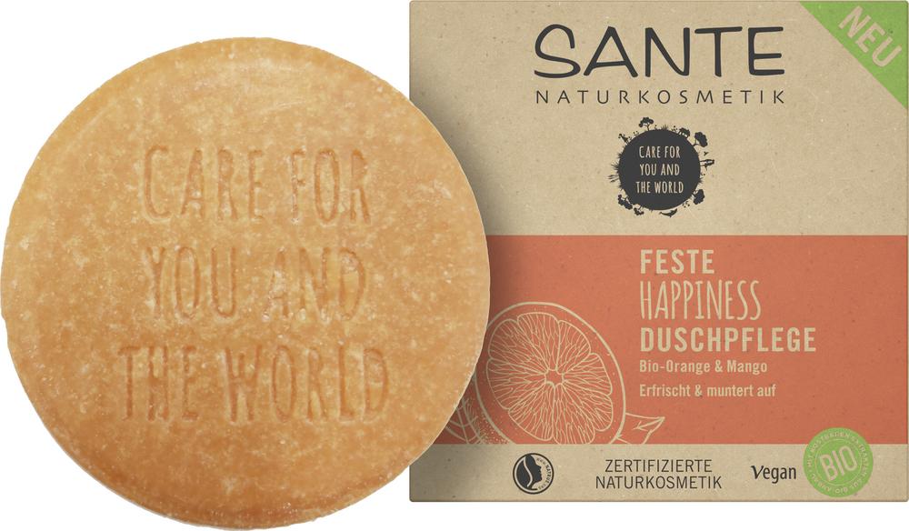 Feste Duschpflege Happiness Bio-Orange & Mango 80 g