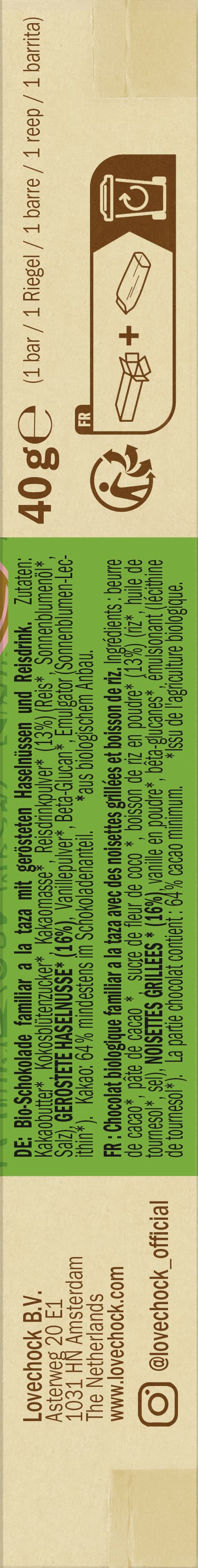Lovechock Nuss Kuss Haselnuss & Reisdrink 40 g