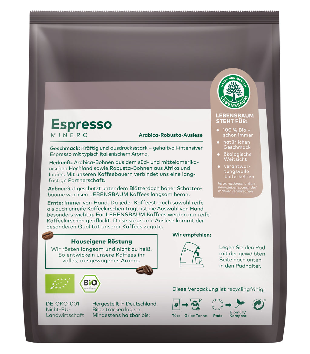 Pads Espresso minero 126 g