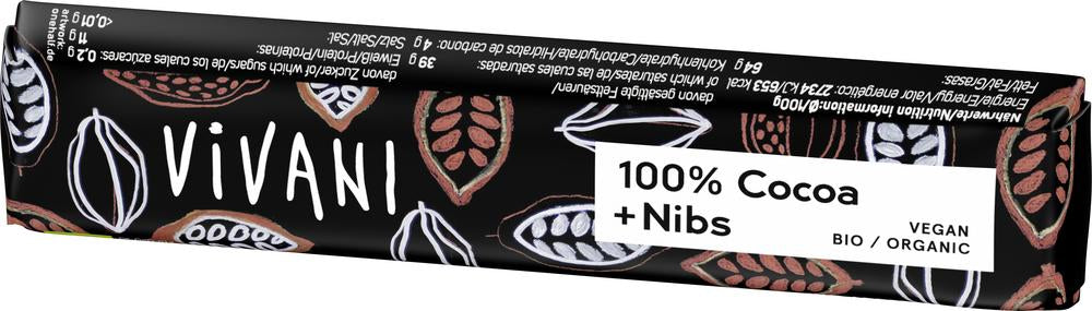 100% Cocoa + Nibs Riegel 25 g