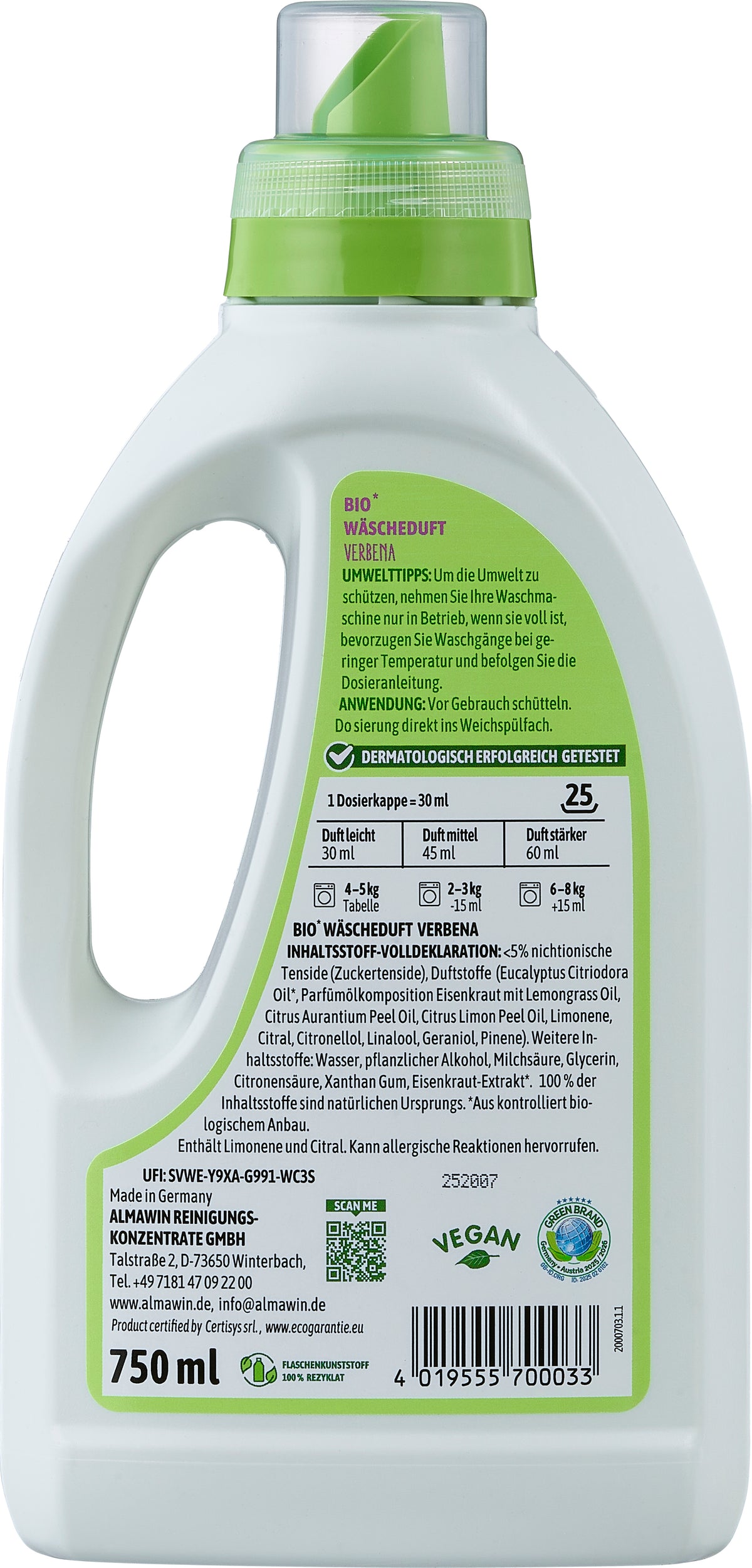 Bio Wäscheduft Verbena 750 ml