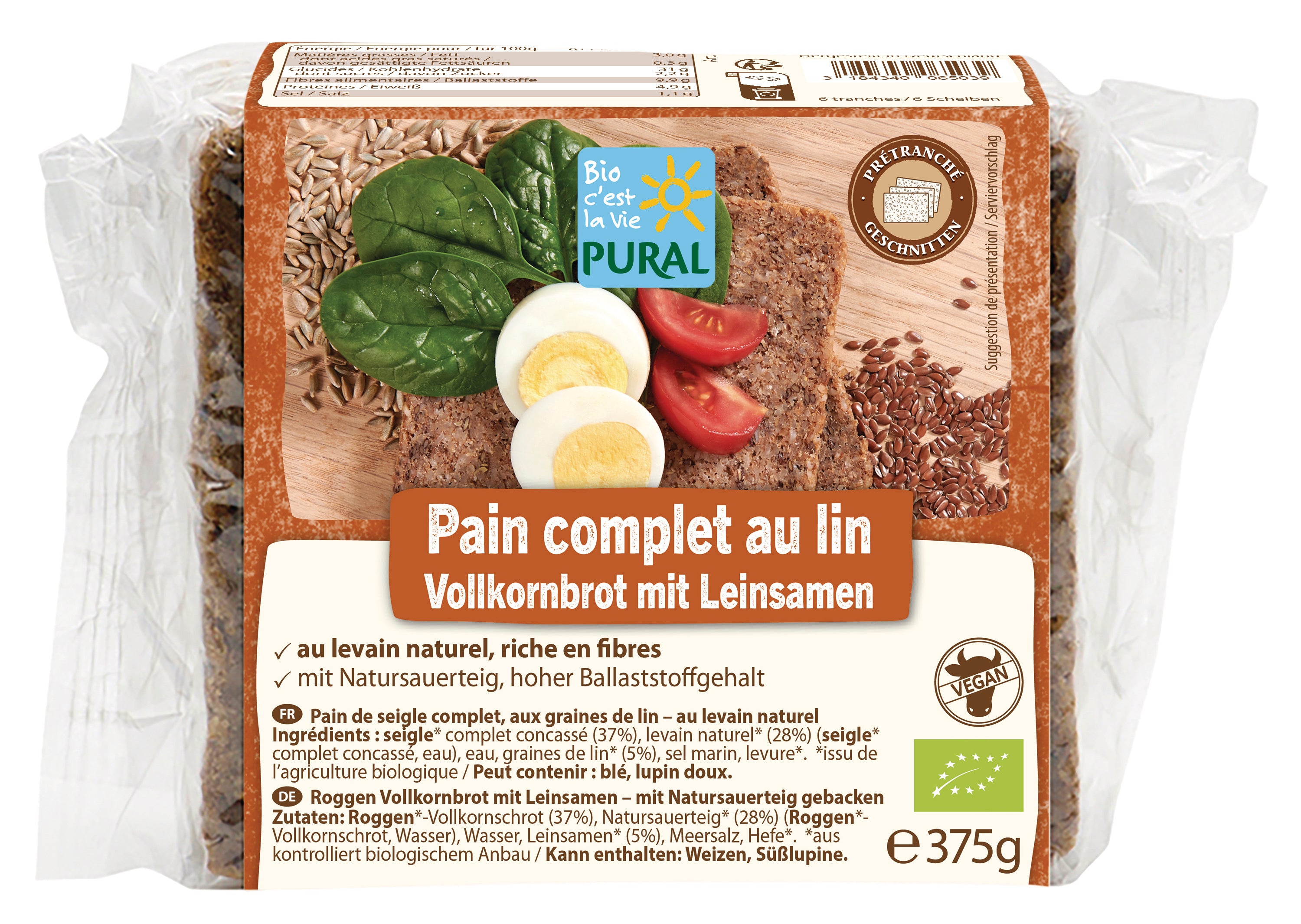 Vollkornbrot mit Leinsamen 375 g