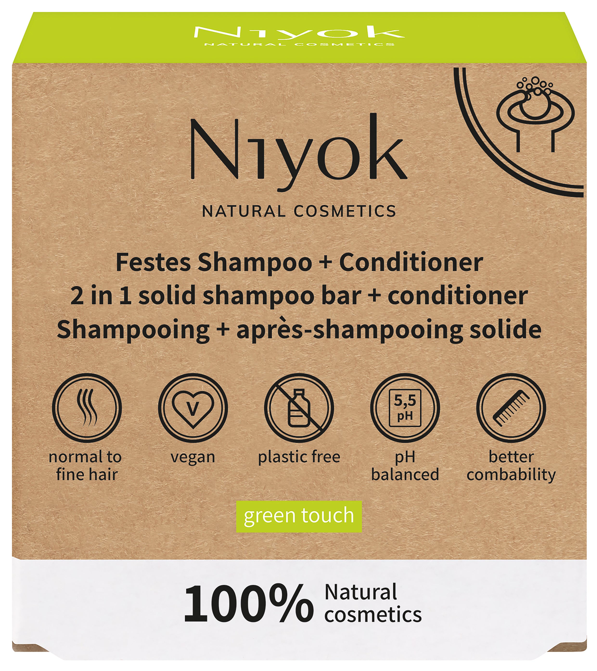 2in1 festes Shampoo & Conditioner Green Touch 80 g