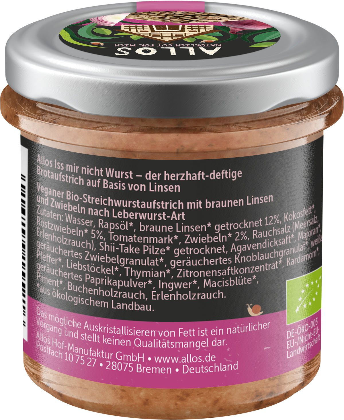 Aufstrich Iss mir nicht Wurst Leberwurst mit Zwieb 135 g