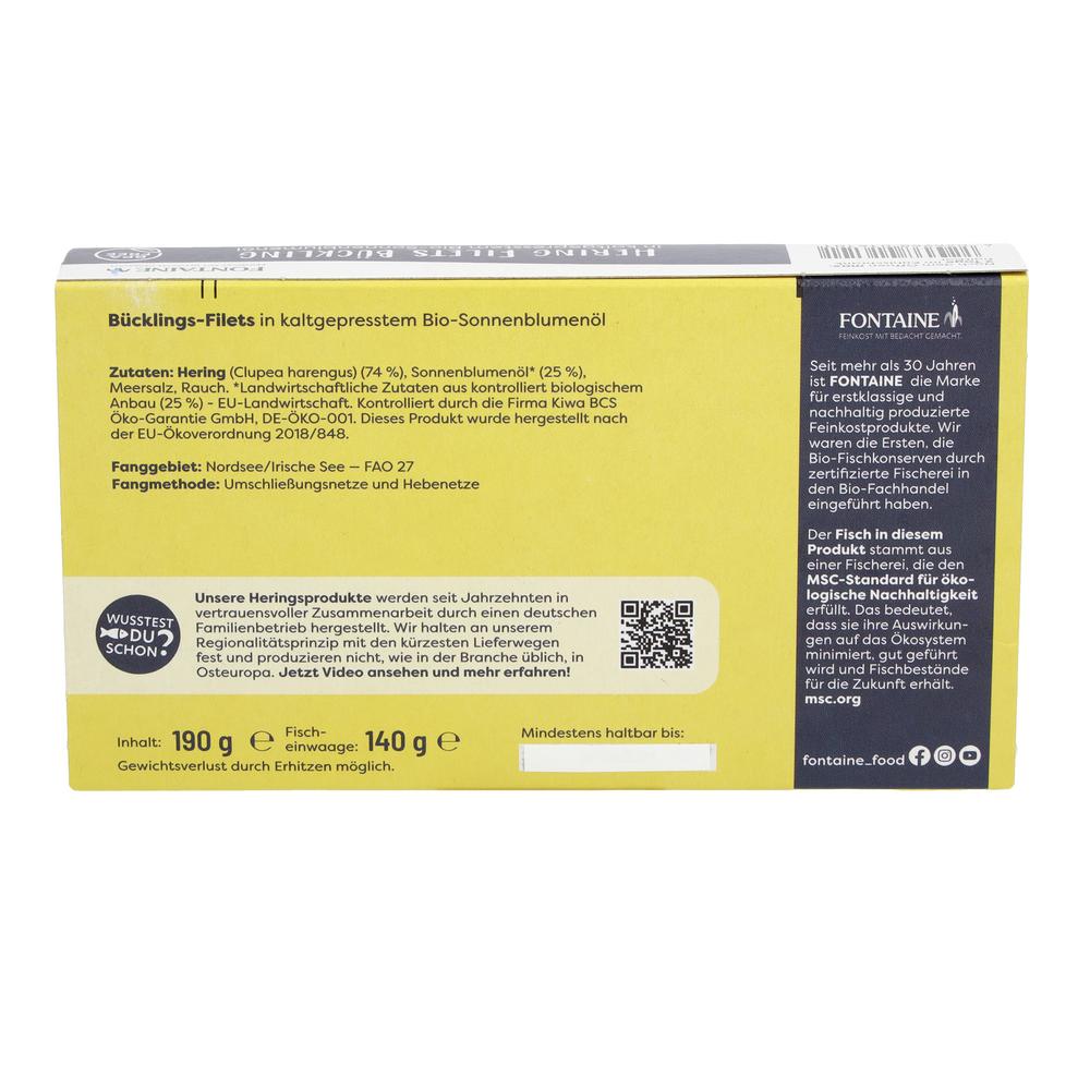 Bücklingsfilets in Bio-Sonnenblumenöl 190 g