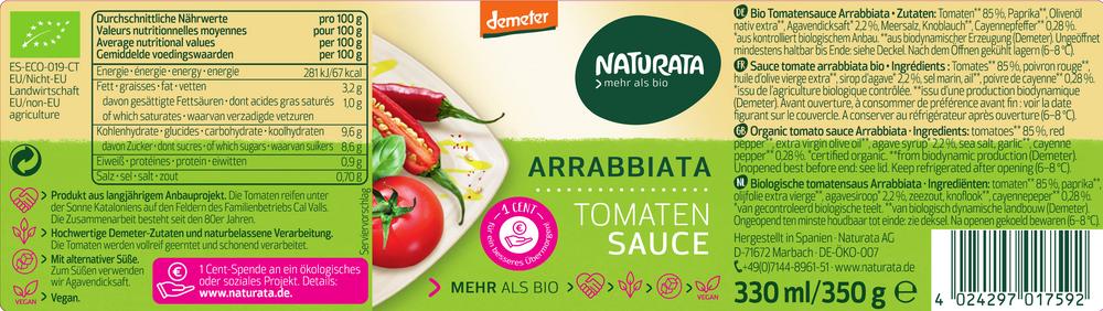 Arrabbiata Tomatensauce demeter 330 ml