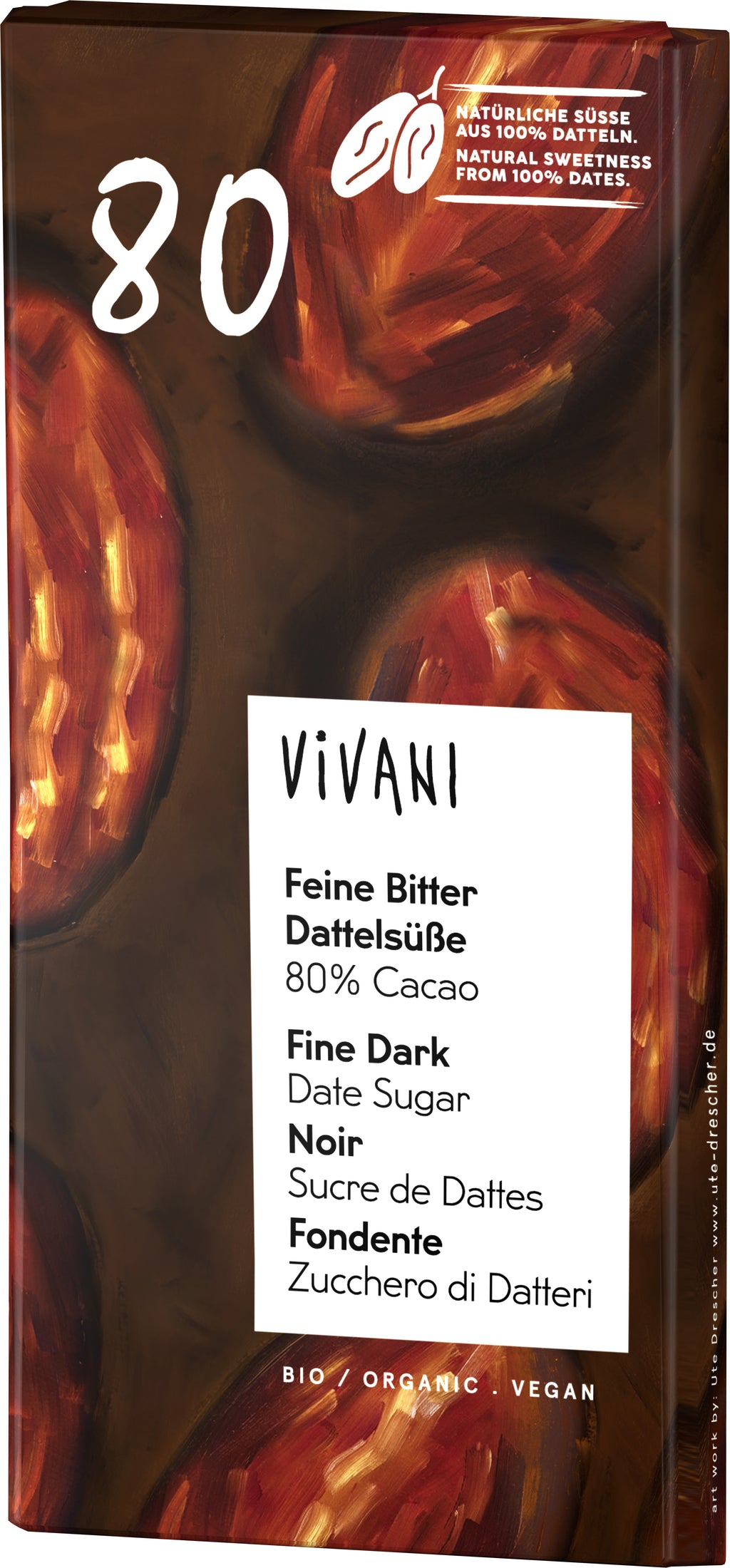 Feine Bitter Dattelsüße 80% Cacao 80 g