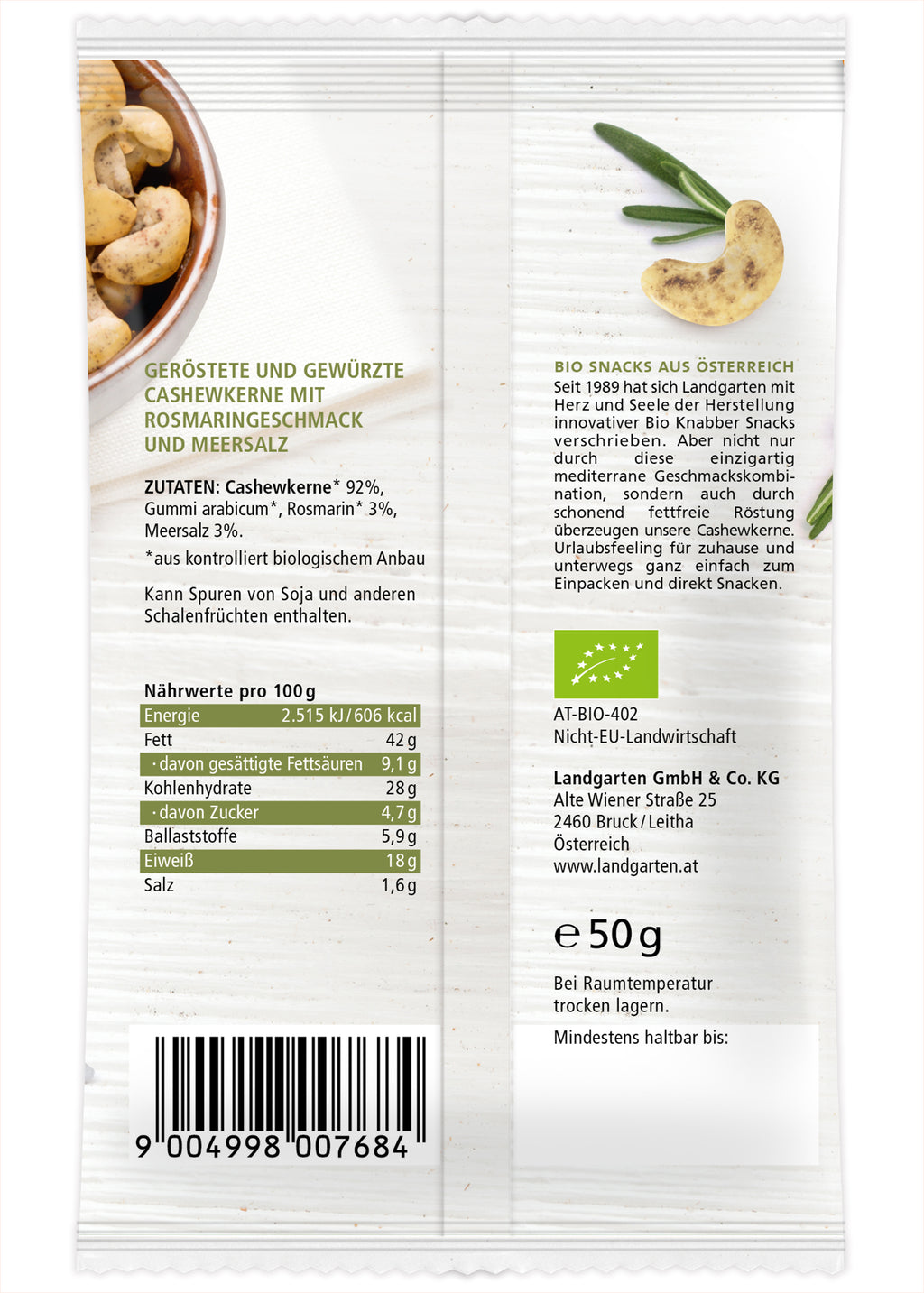 Cashews Rosmarin Meersalz 50 g