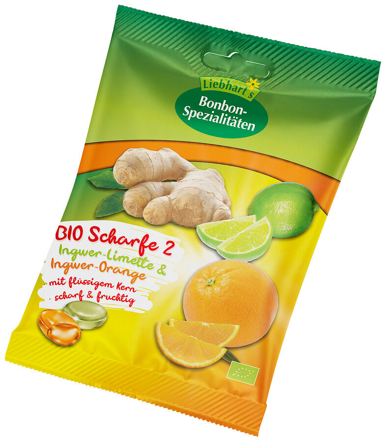 Die scharfen 2 Ingwer-Limette & -Orange-Bonbons 100 g