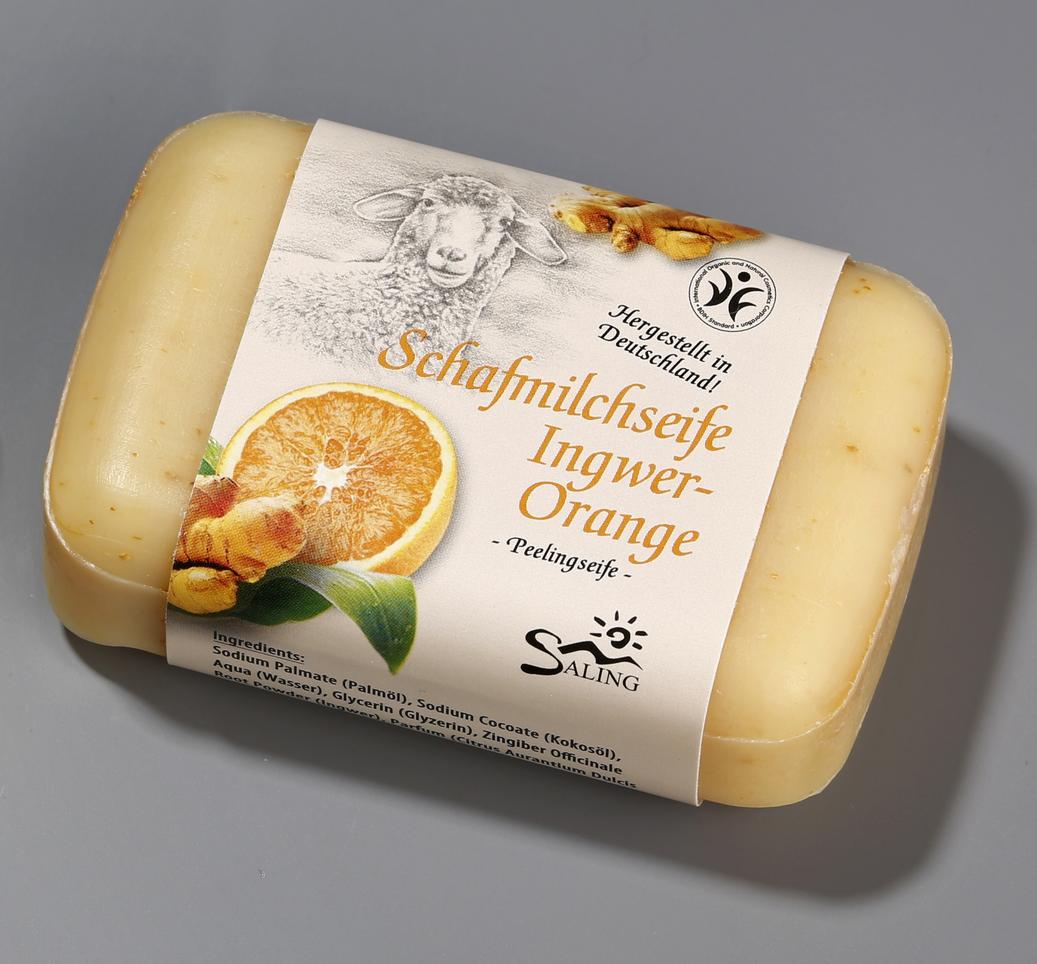 Schafmilchseife Ingwer-Orange mit Banderole 100 g