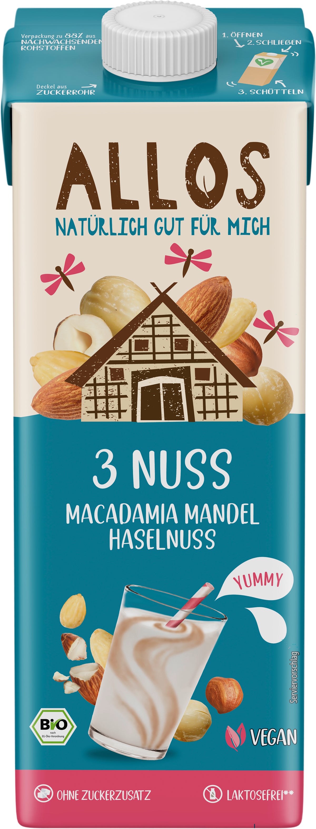 3 Nuss Macadamia Mandel Haselnuss Drink 1 l