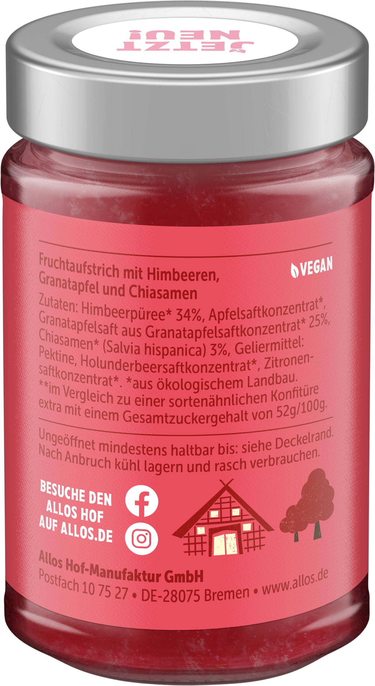 Super Fruit Himbeere mit Chia&Granatapfel Aufstric 200 g