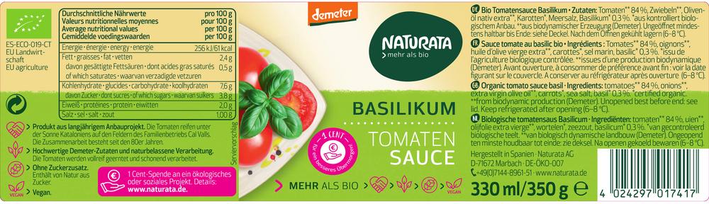 Tomatensauce Basilikum demeter 330 ml