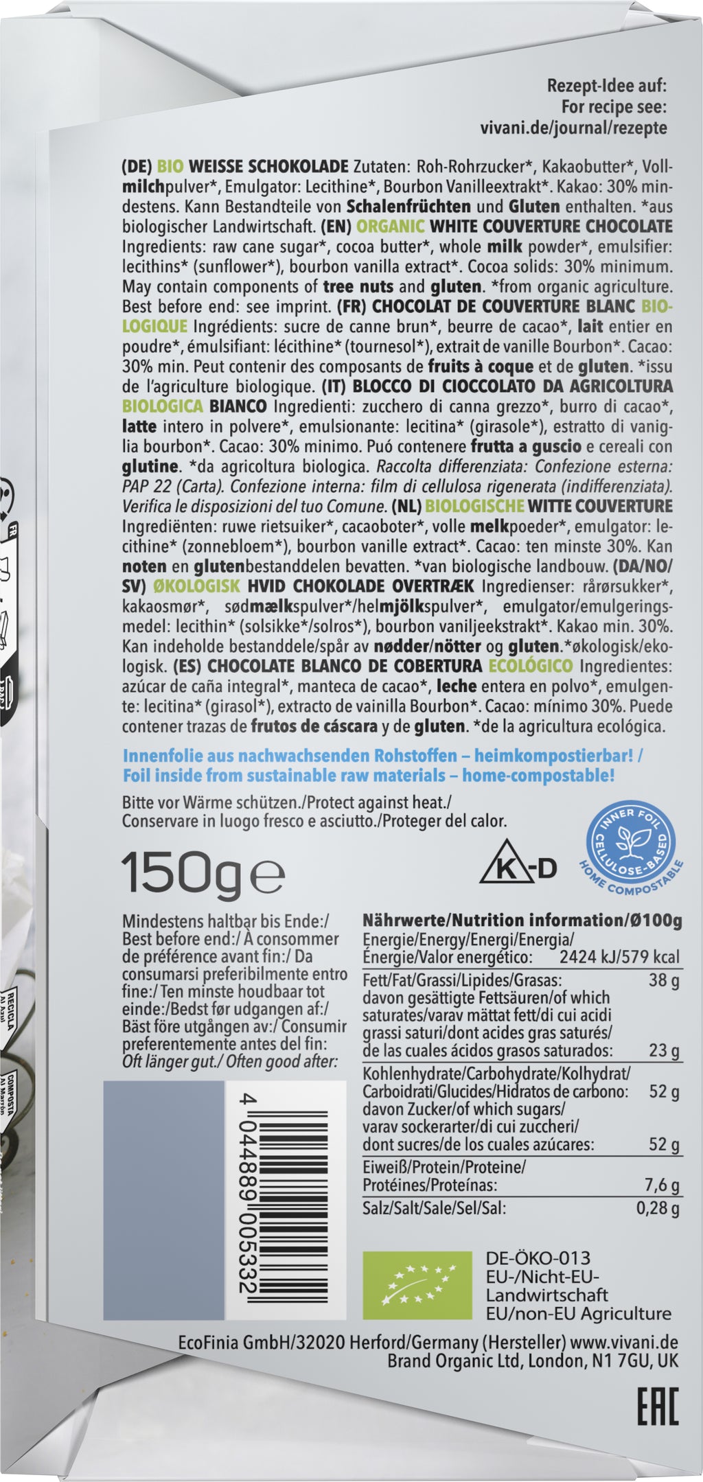 Kuvertüre Weiße 150 g