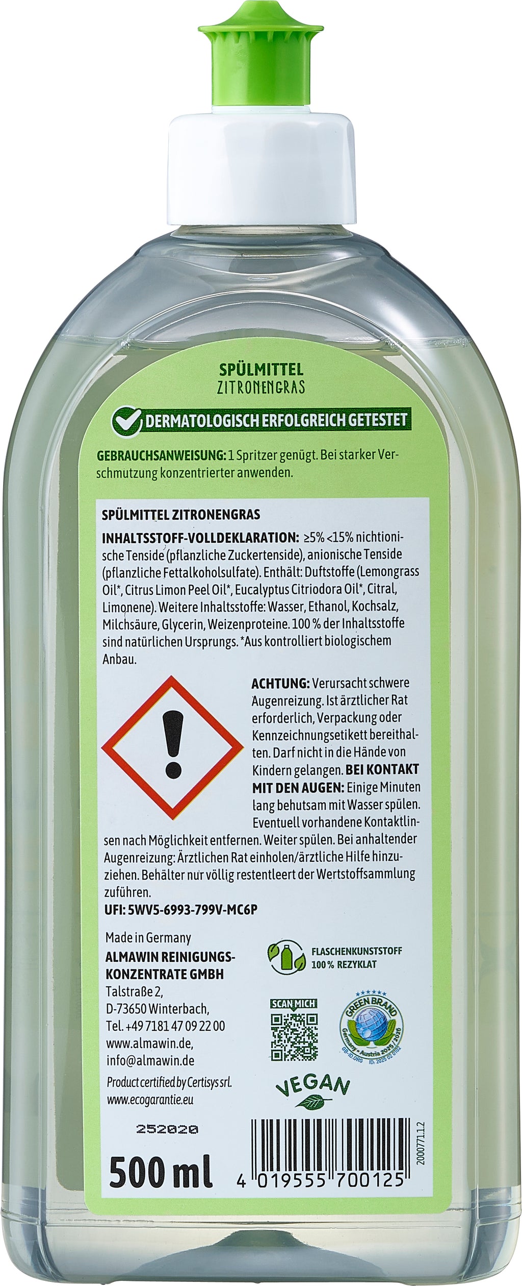 Spülmittel Zitronengras 500 ml