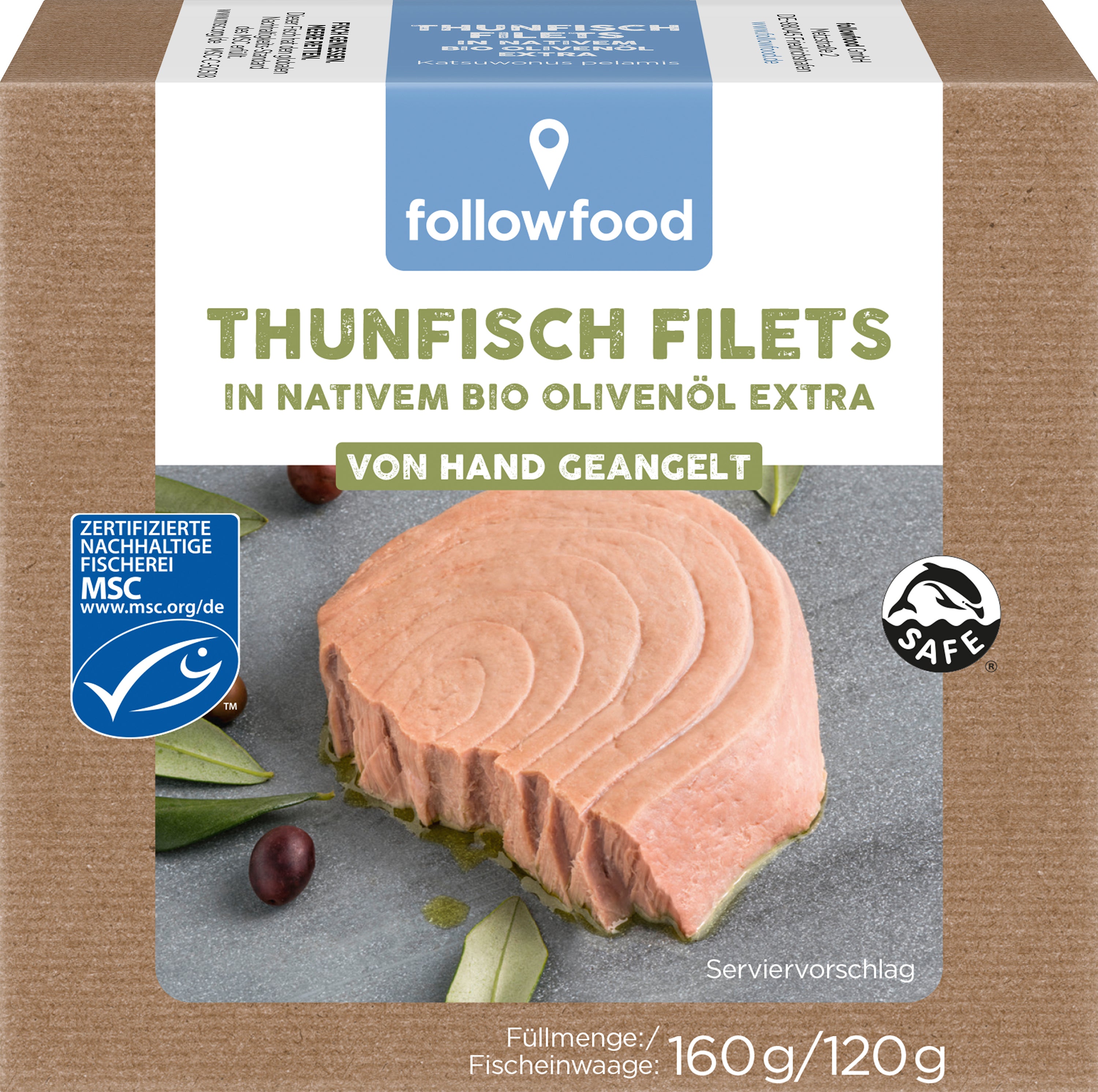Thunfisch Filets in Olivenöl extra  von Hand geang 160 g